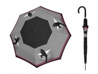 Doppler Fiber Flex Cozy Cat holový dámský deštník s kočkou  + zdarma pláštěnka při nákupu nad 1 000 Kč Barva: Černá