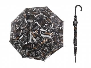 Doppler Fiber Flex Scribble Black holový dámský deštník  + zdarma pláštěnka při nákupu nad 1 000 Kč Barva: Černá