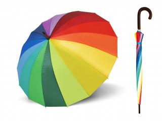 Doppler LONDON Rainbow duhovaný holový deštník s dřevěnou rukojetí  + zdarma pláštěnka při nákupu nad 1 000 Kč