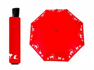 Doppler Magic Fiber CATS červený plně automatický deštník s kočkami  + zdarma pláštěnka při nákupu nad 1 000 Kč