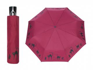 Doppler Magic Fiber CATS tmavě červený plně automatický deštník s kočkami  + zdarma pláštěnka při nákupu nad 1 000 Kč