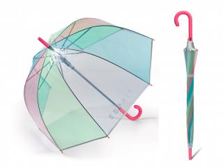 ESPRIT Rainbow dámský průhledný duhový deštník Barva: Růžová
