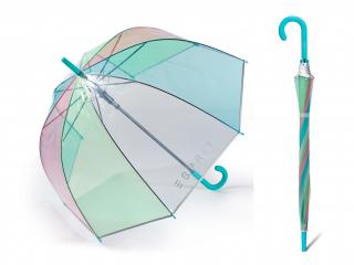ESPRIT Rainbow dámský průhledný duhový deštník Barva: Tyrkysová