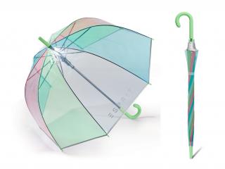 ESPRIT Rainbow dámský průhledný duhový deštník Barva: Zelená