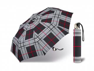 Happy Rain Checks Black dámský skládací károvaný plně automatický deštník