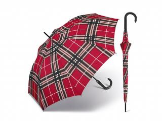 Happy Rain Long Checks Red holový károvaný deštník v červené barvě Barva: Červená
