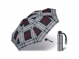 Happy Rain Petito Checks Black dámský skládací mini deštník Barva: Šedá