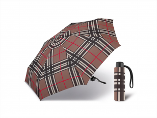 Happy Rain Petito Checks Brown dámský skládací mini deštník Barva: Hnědá