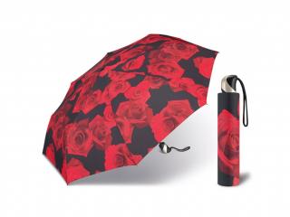 Happy Rain Red Rose dámský skládací plně automatický deštník Barva: Červená