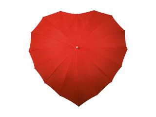 Impliva Heart velký srdcový deštník červený