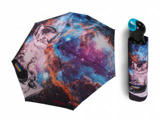 Knirps Floyd DJ Space Cat plně automatický deštník s kočkou  + zdarma pláštěnka při nákupu nad 1 000 Kč Barva: Modrá