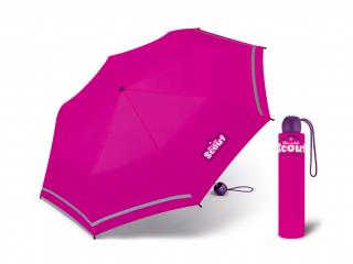 Scout BASIC PINK dívčí skládací deštník s reflexním proužkem  + zdarma pláštěnka při nákupu nad 1 000 Kč Barva: Růžová