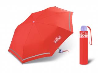 Scout BASIC RED dívčí skládací deštník s reflexním proužkem  + zdarma pláštěnka při nákupu nad 1 000 Kč Barva: Červená