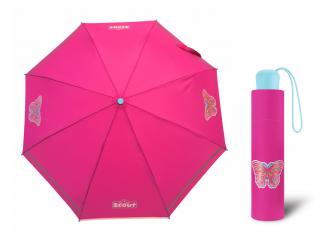 Scout BUTTERFLY dívčí reflexní skládací deštník s motýlem  + zdarma pláštěnka při nákupu nad 1 000 Kč Barva: Růžová