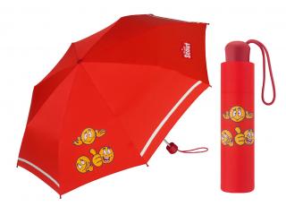 Scout Emoji Red dívčí skládací deštník s reflexním proužkem  + zdarma pláštěnka při nákupu nad 1 000 Kč Barva: Červená
