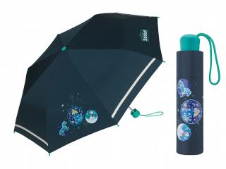 Scout Hvězdná obloha dětský skládací deštník s reflexním proužkem  + zdarma pláštěnka při nákupu nad 1 000 Kč Barva: Modrá