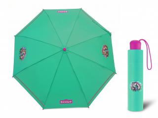 Scout SUMMER GREEN dětský skládací reflexní deštník s koněm  + zdarma pláštěnka při nákupu nad 1 000 Kč Barva: Zelená