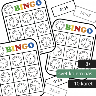 Bingo: Hodiny vytištené a laminované