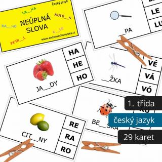 Kolíčky: Neúplná slova PDF pro školy - ke stažení pro kolektiv
