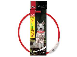 DOG FANTASY LED obojek nylonový červený M-L