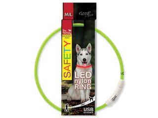 DOG FANTASY LED obojek nylonový zelený M-L