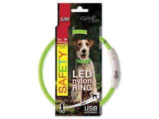DOG FANTASY LED obojek nylonový zelený S-M