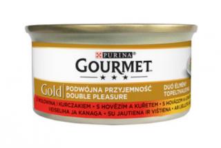 GOURMET Gold konzerva hovězí kuřecí  85g kousky
