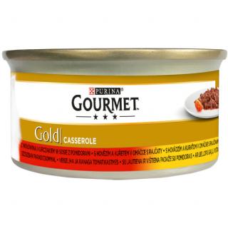 GOURMET Gold konzerva hovězí kuřecí  v rajčatové omáčce 85g kousky