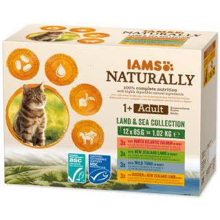 IAMS Kapsička Cat Naturally výběr z mořských a suchozemských mas v omáčce multipack 1020g