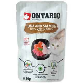 Kapsička ONTARIO Cat Tuna and Salmon in Broth 80g