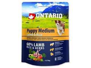 ONTARIO Puppy Medium Lamb & Rice 0,75 kg