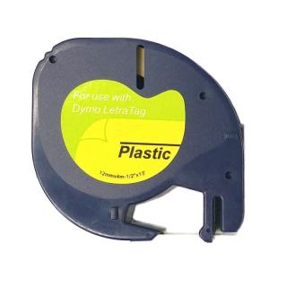 Páska - DYMO - typ 59422, S0721560 - 12 mm bílá - černý tisk (Plastic pro LetraTag) - kompatibilní