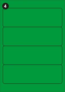 Samolepící etikety 192x61 mm, A4 - zelené  (balení 20 listů)