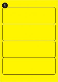 Samolepící etikety 192x61 mm, A4 - žluté  (balení 20 listů)