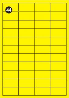 Samolepící etikety 48,5x25,4 mm, A4 - žluté  (balení 20 listů)