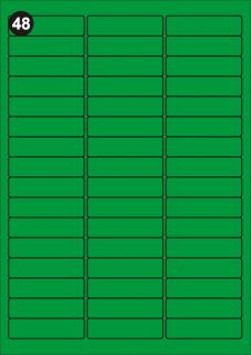 Samolepící etikety 63,5x16,9 mm, A4 - zelené  (balení 20 listů)