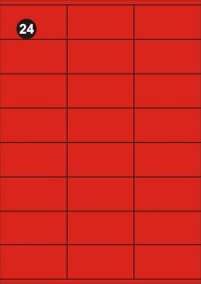 Samolepící etikety 70x36 mm, A4 - červené  (balení 20 listů)