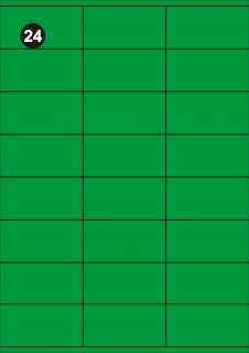 Samolepící etikety 70x36 mm, A4 - zelené  (balení 20 listů)