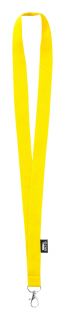LANYARD z karabinou, RPET polyester Reklamní předměty barva: klasická žlutá