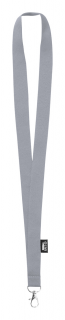 LANYARD z karabinou, RPET polyester Reklamní předměty barva: šedá
