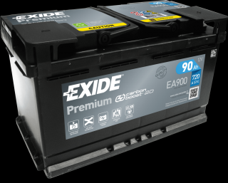 Autobaterie EXIDE Premium 12V 90Ah 720A EA900  nabitá autobaterie + Reflexní přívěsek FOOT + možný výkup staré baterie při doručení nebo v prodejně…