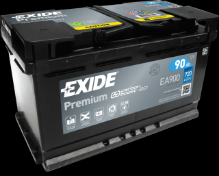 Autobaterie EXIDE Premium 12V 90Ah 720A EA900  nabitá autobaterie + tableta do ostřikovačů 2ks + výkup autobaterie v prodejně za 16 Kč/kg