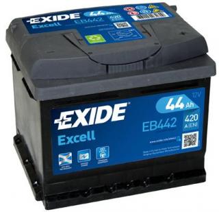 Exide Excell 12V 44Ah 420A EB442  nabitá autobaterie + Reflexní přívěsek FOOT + možný výkup staré baterie při doručení nebo v prodejně Jinočany