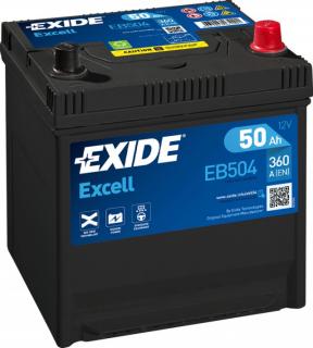 Exide Excell 12V 50Ah 360A EB504  nabitá autobaterie + tableta do ostřikovačů 2ks + výkup autobaterie v prodejně za 16 Kč/kg
