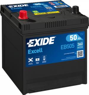 Exide Excell 12V 50Ah 360A EB505  nabitá autobaterie + Reflexní přívěsek FOOT + možný výkup staré baterie při doručení nebo v prodejně Jinočany