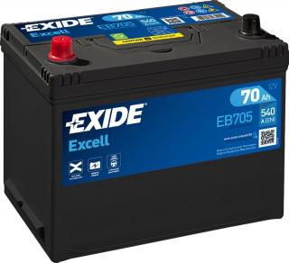 Exide Excell 12V 70Ah 540A EB705  nabitá autobaterie + Reflexní přívěsek FOOT + možný výkup staré baterie při doručení nebo v prodejně Jinočany