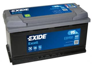 Exide Excell 12V 95Ah 800A EB950  nabitá autobaterie + Reflexní přívěsek FOOT + možný výkup staré baterie při doručení nebo v prodejně Jinočany