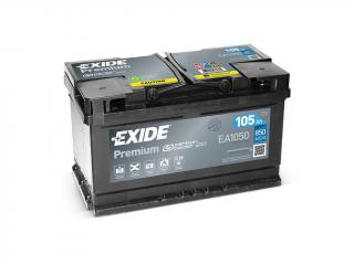 Exide Premium 12V 105Ah 850A EA1050  nabitá autobaterie + tableta do ostřikovačů 2ks + výkup autobaterie v prodejně za 16 Kč/kg