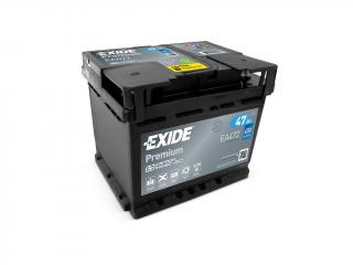 Exide Premium 12V 47Ah 450A EA472  nabitá autobaterie + tableta do ostřikovačů 2ks + výkup autobaterie v prodejně za 16 Kč/kg