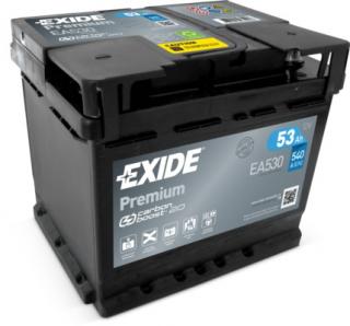 EXIDE Premium 12V 53Ah 540A EA530  nabitá autobaterie + Reflexní přívěsek FOOT + možný výkup staré baterie při doručení nebo v prodejně Jinočany